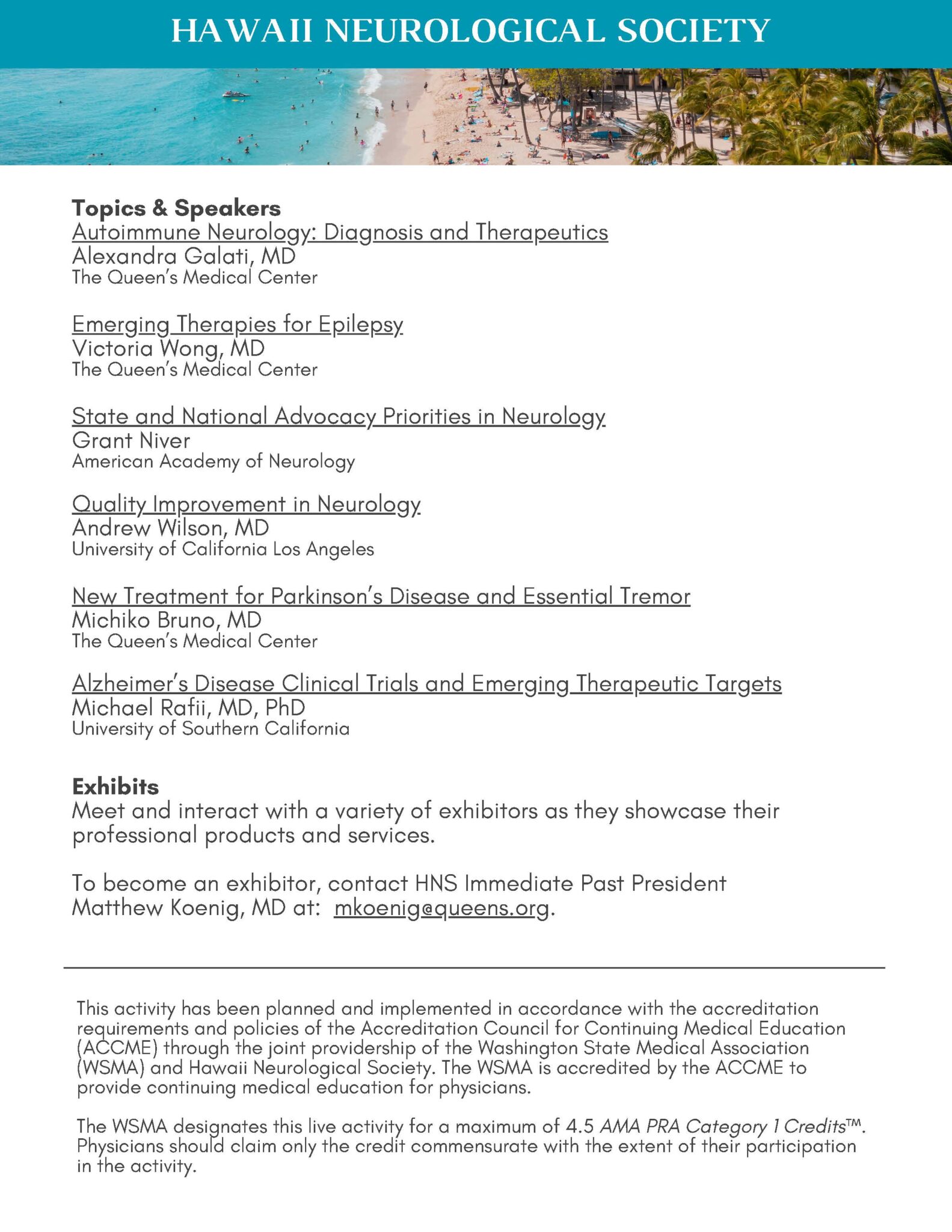 Annual Medical Educational Conference Hawaii Neurological Society